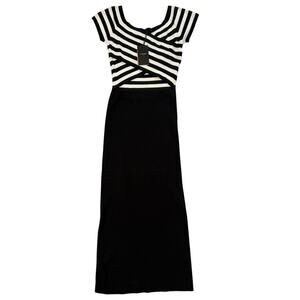 Le Superbe Black White Cutout Midi Dress Women’s Size Medium Reversible
